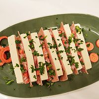 #肉食主义#荠菜香培根蒸肉酿豆腐的做法图解7