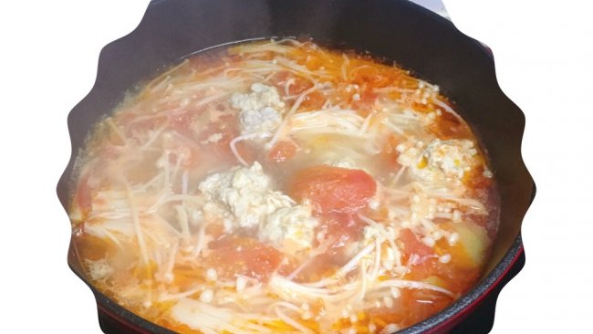 番茄肉丸菌菇汤的做法