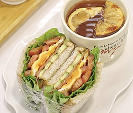 牛油果叠叠乐三明治&肉桂血橙饮品的做法