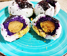 锦娘制——紫薯咸蛋黄肉松饭团的做法