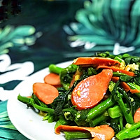 芥兰苗炒火腿(家常快手菜)的做法图解13