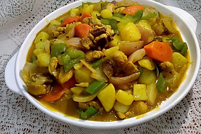 光鲜亮丽咖喱鸡块