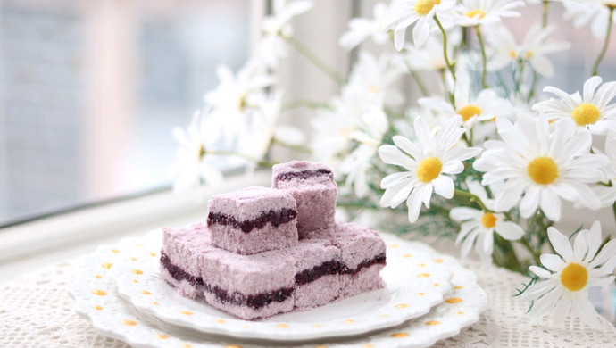 紫薯松糕，香甜可口、松软美味的传统糕点，做法很简单