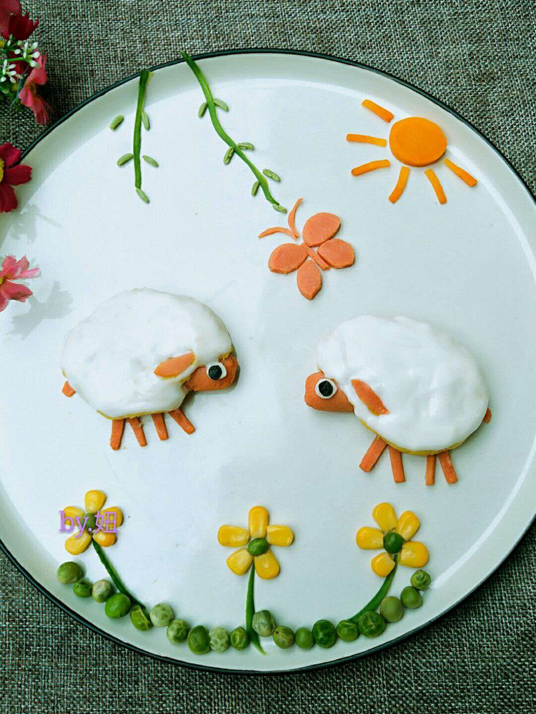 创意儿童餐可爱的小羊的做法