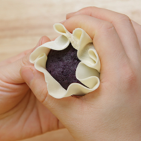 皮薄馅多的紫薯小饼，饺子皮就能做的做法图解6