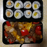 #冰箱剩余食材大改造#寿司+牛肉炒彩椒的做法图解2