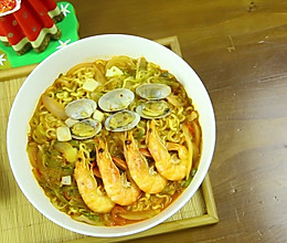 韩式辣海鲜面的做法