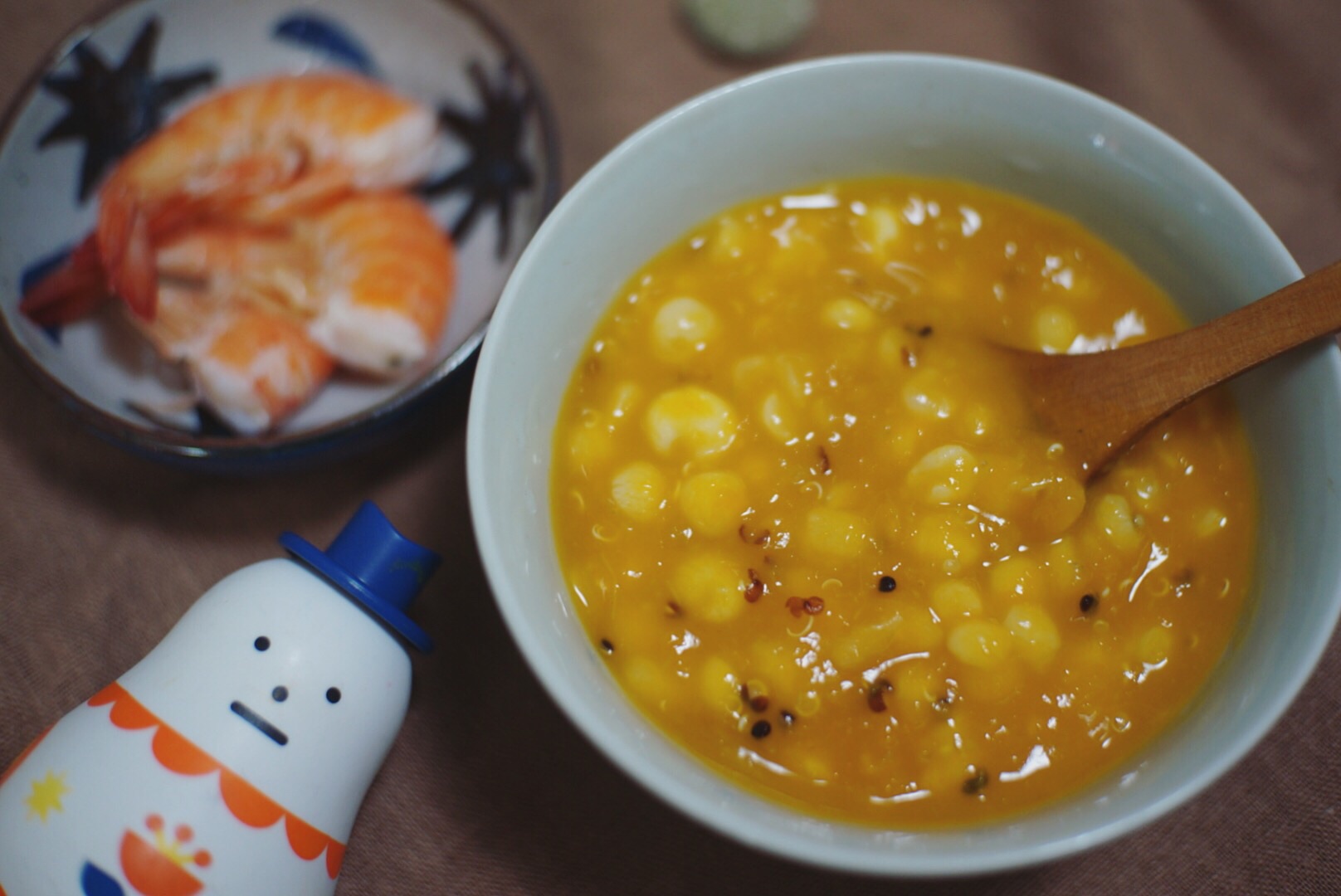 Pumpkin, yam, corn and quinoa congee