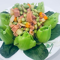 油菜炒三丁的做法图解13