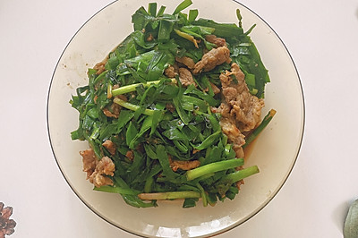 嫩牛肉炒韭菜段