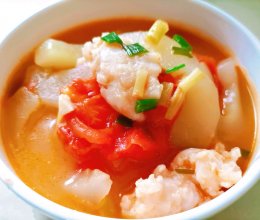 连吃两碗饭的黄瓜虾滑茄汁汤的做法