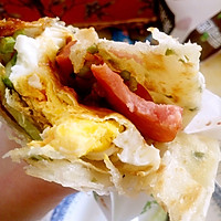 鸡蛋火腿手抓饼的做法图解4