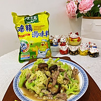 #年在一起 鲜才够味#香菇肉片炒菜花的做法图解8