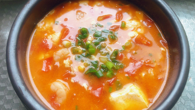 西红柿豆腐烩虾仁的做法