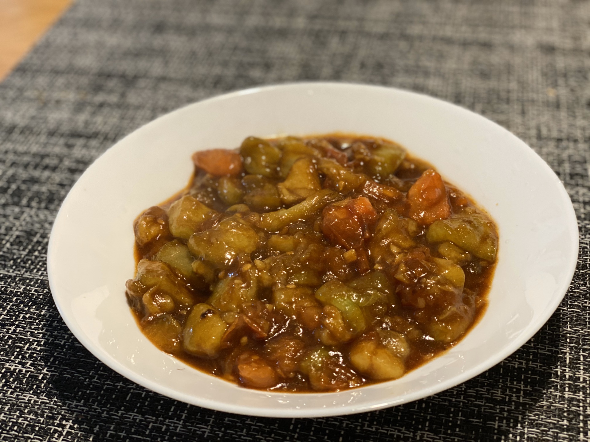 Fried eggplant with tomato - no soup left on the table