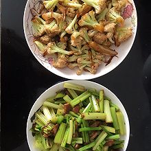 炒花菜和炒芹菜