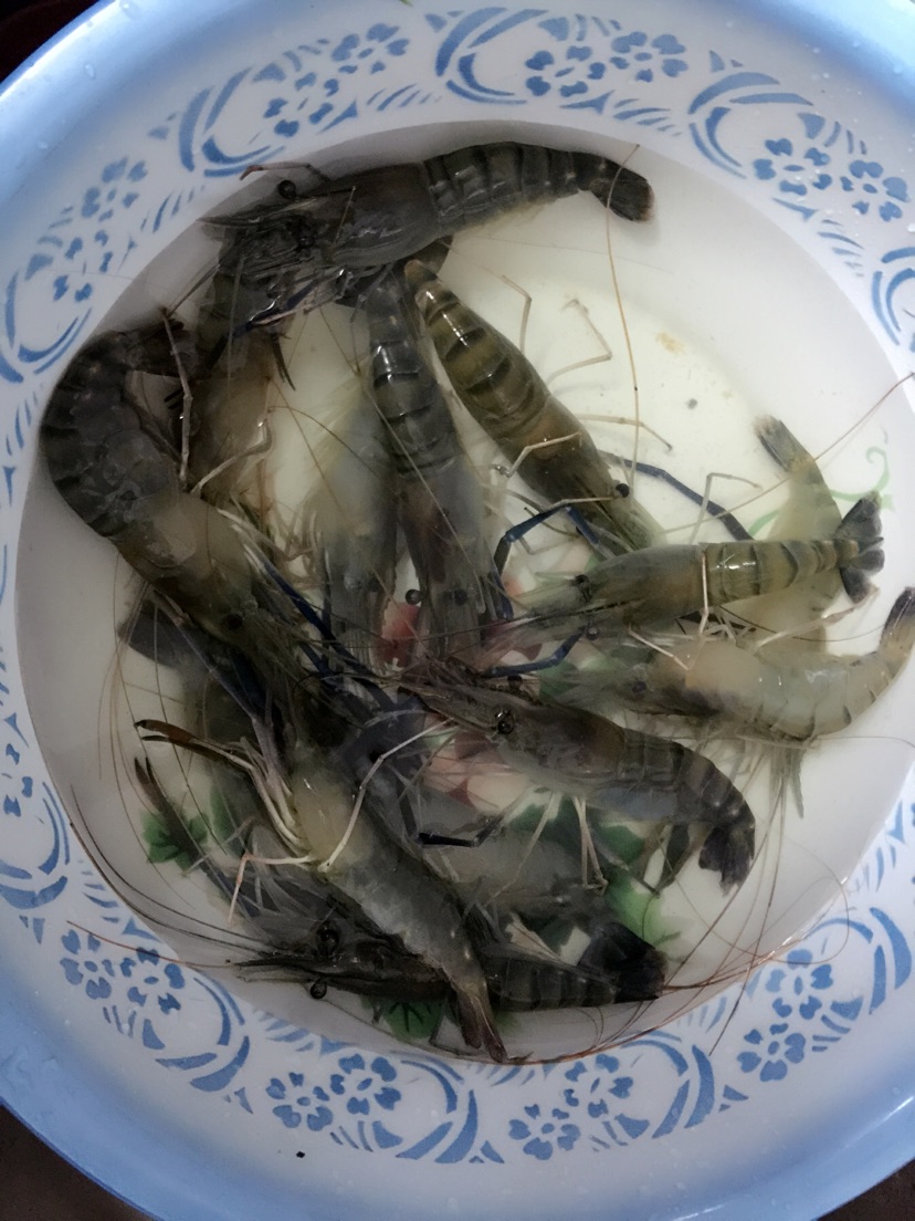 姜蒜开边虾的做法图解1