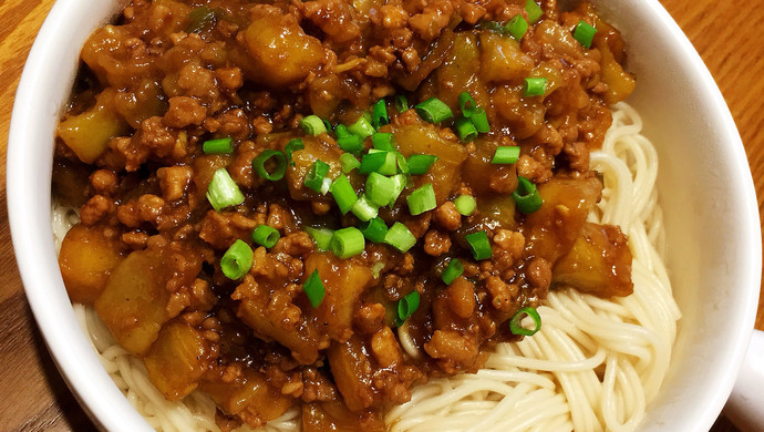 茄丁肉末打卤面
