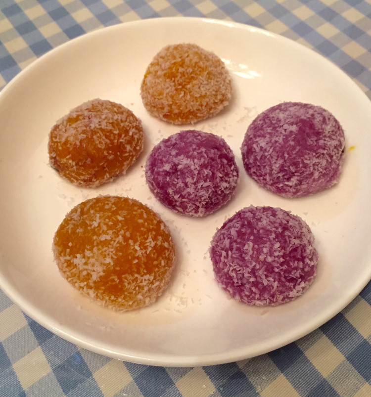 南瓜紫薯糯米糍的做法