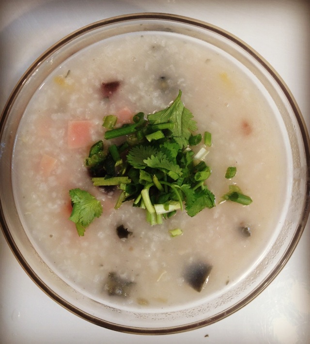 Congee with preserved egg and salt