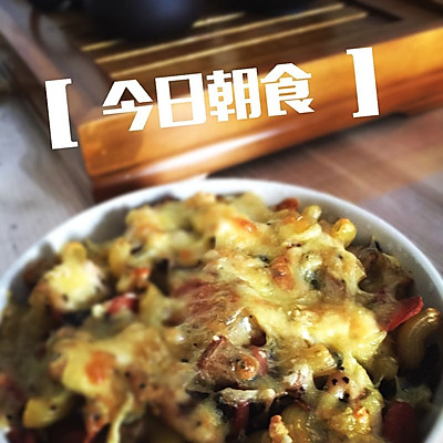 香菇鸡肉焗意面