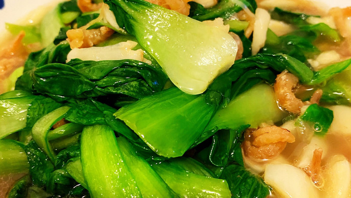 低脂不长肉很可口：蒜蓉海米炒油菜