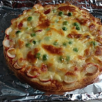 【一人食】薄底海鲜香肠披萨的做法图解9