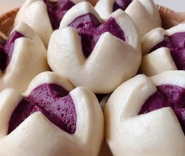 紫薯开花馒头（一次发酵双色馒头）的做法