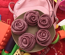 紫薯玫瑰花牛奶甜馒头的做法