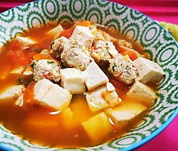 减脂～番茄鸡胸肉丸豆腐汤的做法