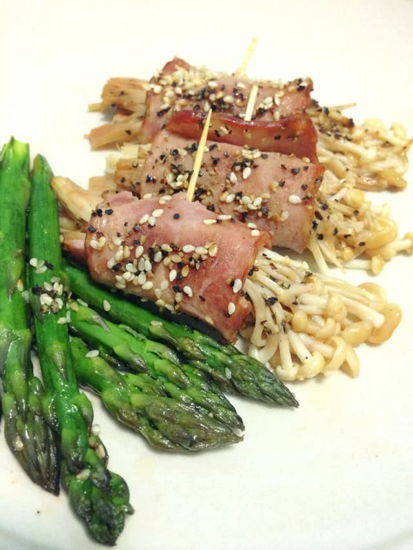 黑胡椒碎烤金针菇培根卷