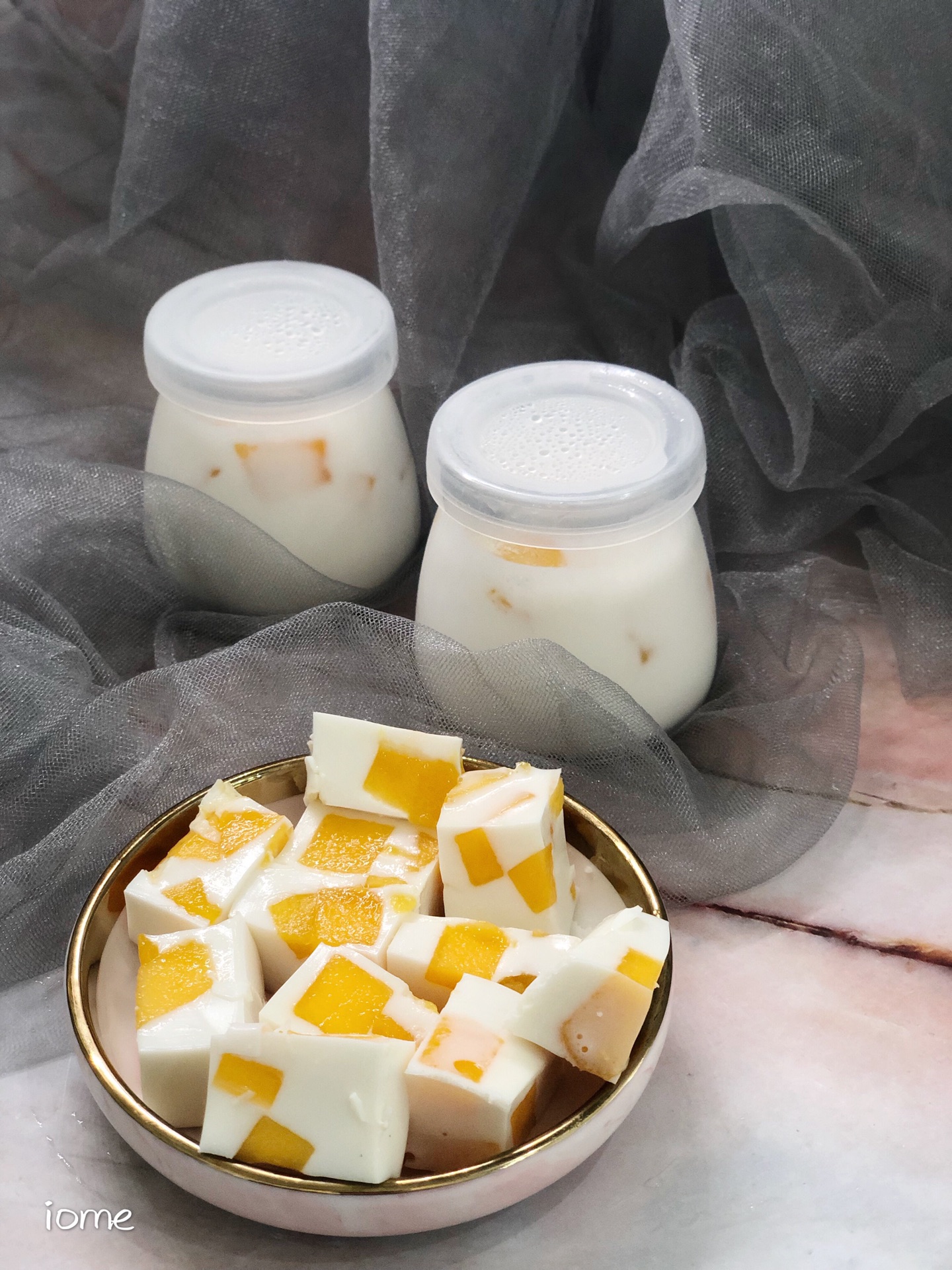 Mango coconut milk pudding