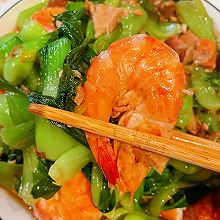 #给年味整点鲜的#油菜炒虾，好吃简单！