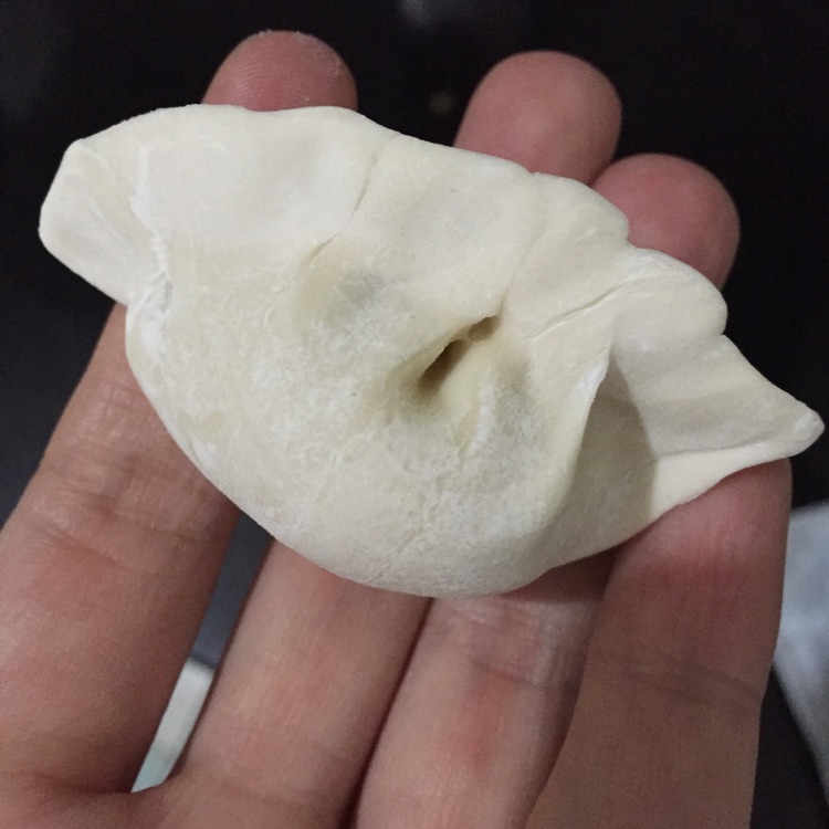 Jiaozi with leek, egg and mushroom