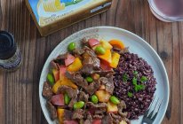 #安佳真草饲 营养护全家#全面营养能量餐～黄油香炒牛肉糙米饭的做法