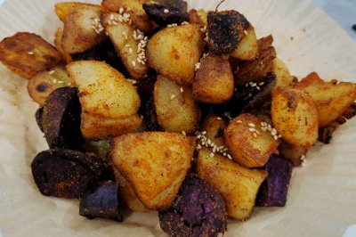 香煎紫薯土豆块