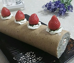 任卷不裂的黑芝麻草莓瑞士卷#九阳烘焙剧场#的做法
