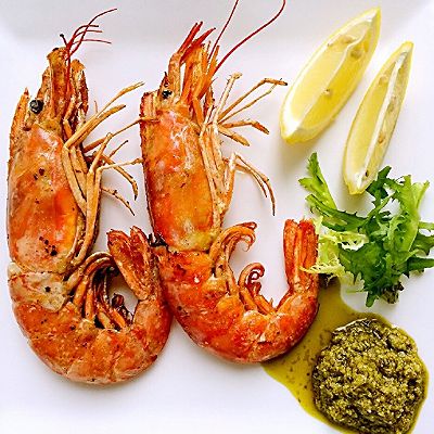 饭合丨煎阿根廷红虾配青酱