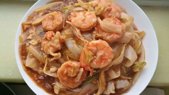 鲜炒虾粉娃娃菜