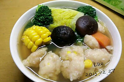 虾滑杂蔬汤