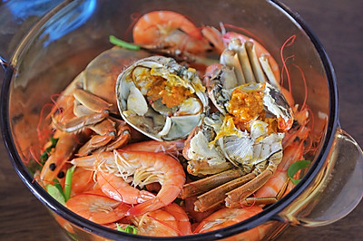 一锅鲜的姜葱焗虾蟹