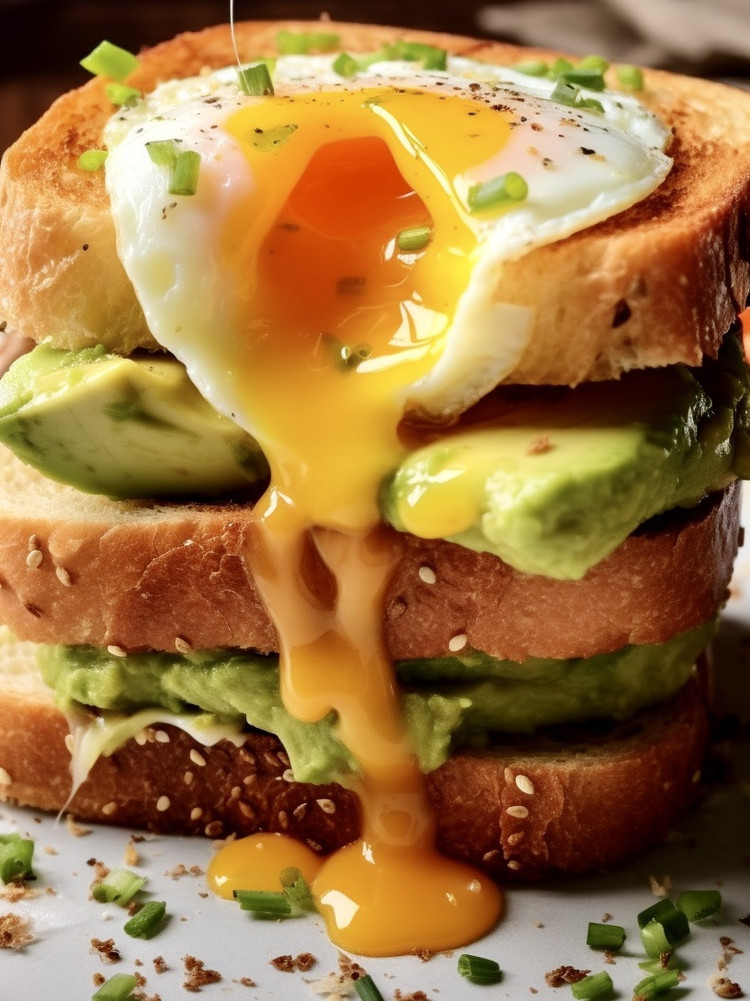 营养早餐～煎鸡蛋牛油果三明治的做法
