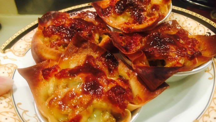 馄饨皮香烤芝士杯