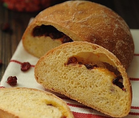 5分钟面包(6)-蔓越莓玉米面包(用铸铁锅烤欧式面包方法总结)