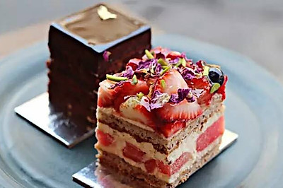 玫瑰草莓西瓜蛋糕，高颜值的美味！