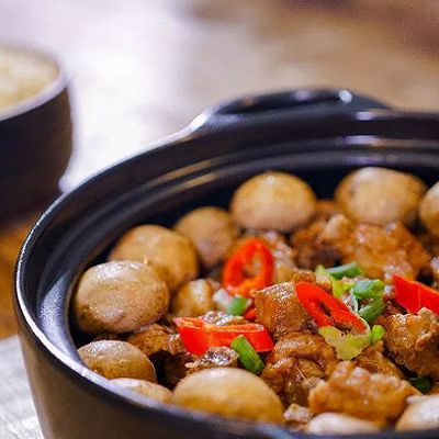 砂锅口蘑焗排骨丨美味
