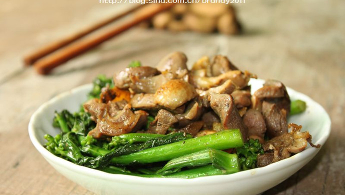 鸡杂猪油炒芥兰