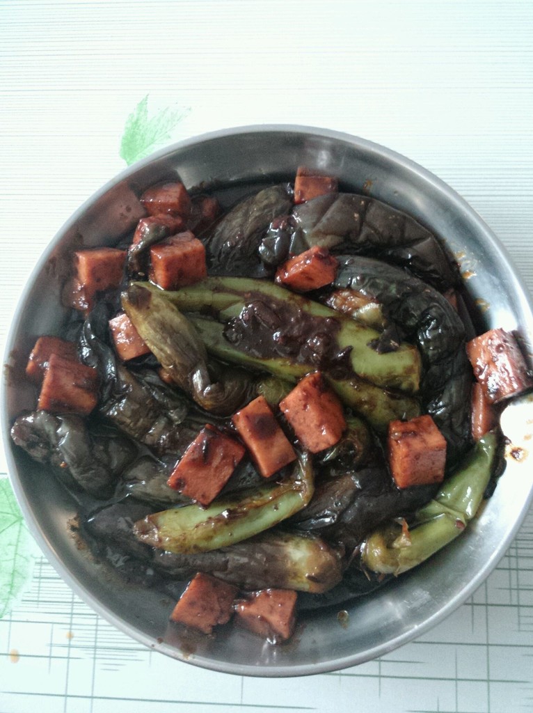 Braised eggplant and pepper