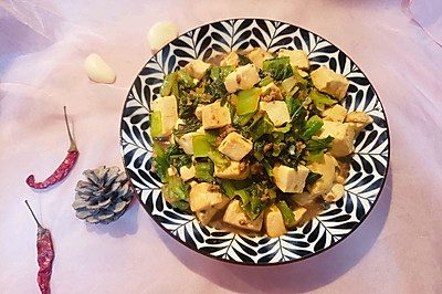 肉沫小白菜炖豆腐