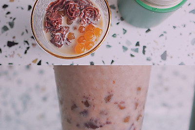 红豆沙冰啵啵奶茶